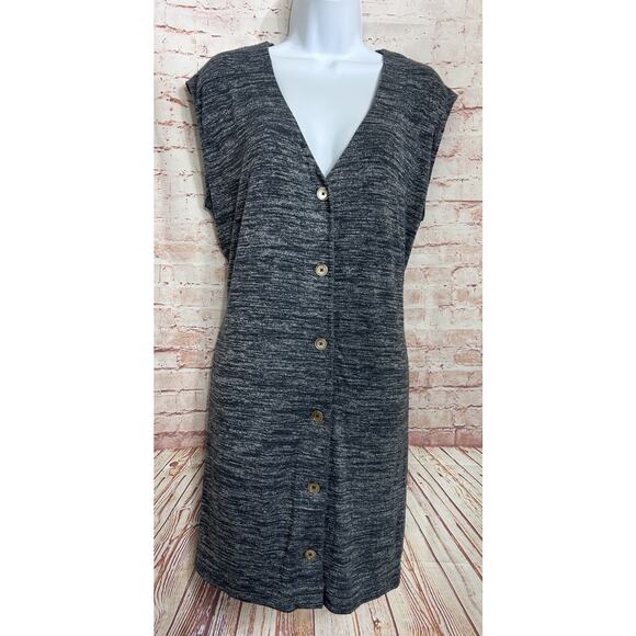 Aritzia Wilfred Free Kemesky Heathered Gray Blue Dress Sz M Sleeveless Button - Picture 7 of 7